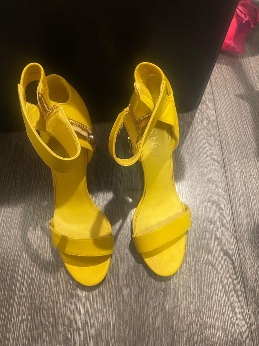 AKIRA Bright Yellow Ankle-Strap Heels